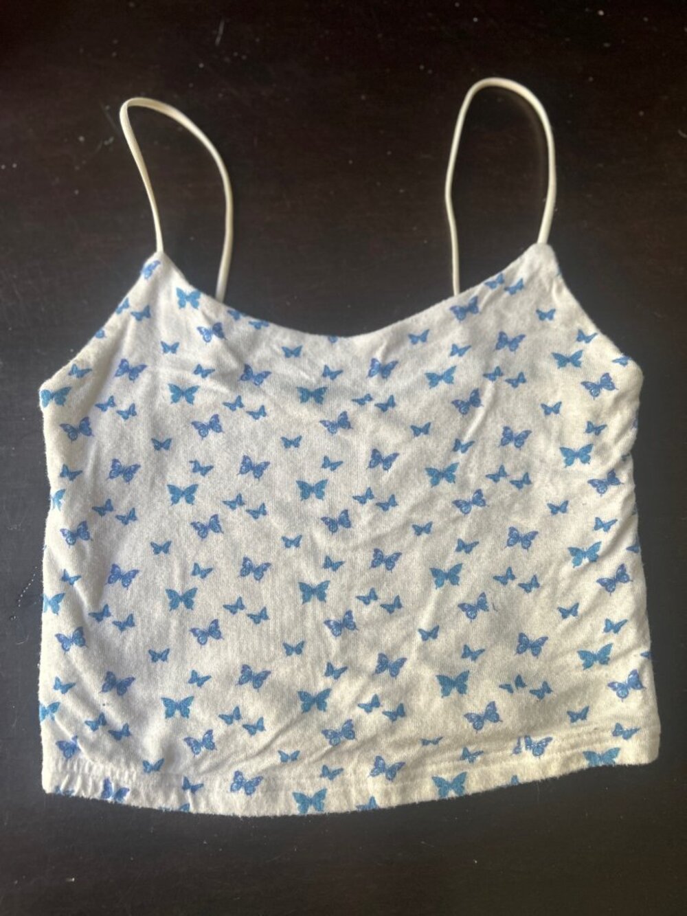 PacSun White Blue Butterly Spaghetti Strap Cami - szie XS